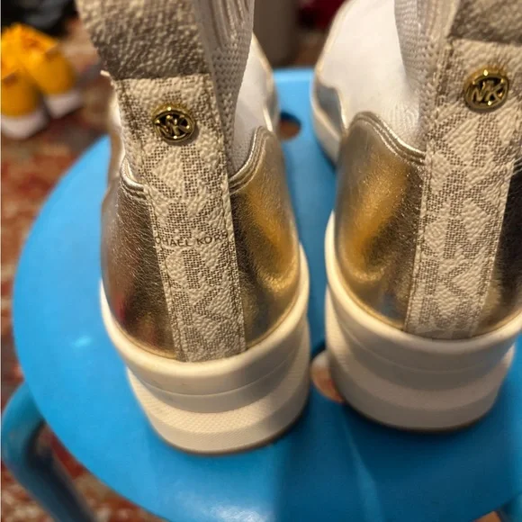 Michael Kors Gold and Cream Knit Sneakers - Picture 5 of 5